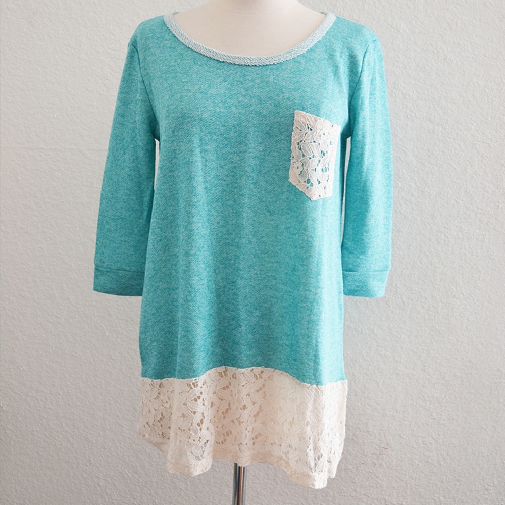 Blue Lace Pocket Shirt Size S